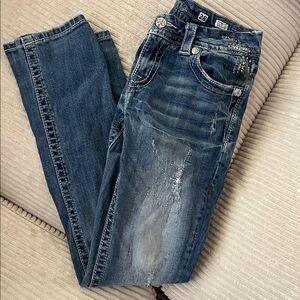 Miss Me Distressed Blue Straight Leg Jeans